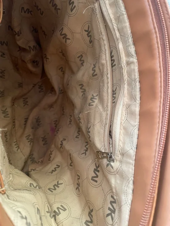 Michael Kors | Vanilla MK Monogram & Brown Leather Trim Bag - Picture 11 of 11